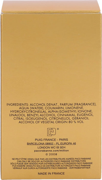 Paco Rabanne 1 Million Elegant Gold Eau de Toilette voor de Avontuurlijke Man